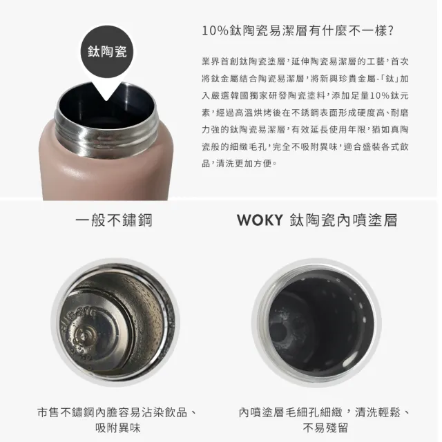 【WOKY 沃廚】2入_鈦陶瓷提手運動保溫瓶600ml(運動水瓶/隨行杯/保溫杯瓶/保冰杯瓶/水壺)