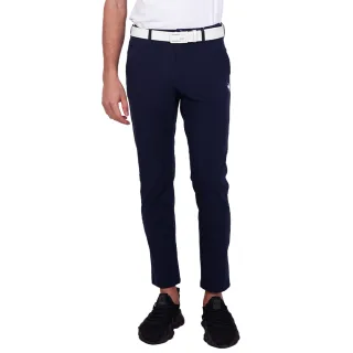 【LE COQ SPORTIF 公雞】高爾夫系列 男款藏青色彈性吸汗防曬修身簡約九分褲 QGT8J805