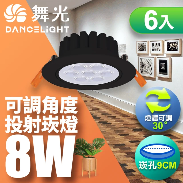 DanceLight 舞光 LED 8W 崁孔9CM 歡笑崁燈 快接頭快速安裝-6入組(白光/自然光/黃光)