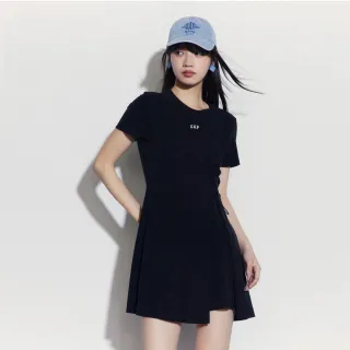 【GAP】女裝 Logo防曬圓領短袖洋裝-黑色(512502)