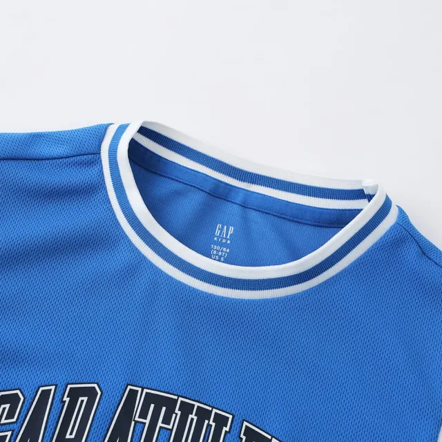 【GAP】男童裝 Logo印花圓領短袖短褲家居套裝-藍色(890520)