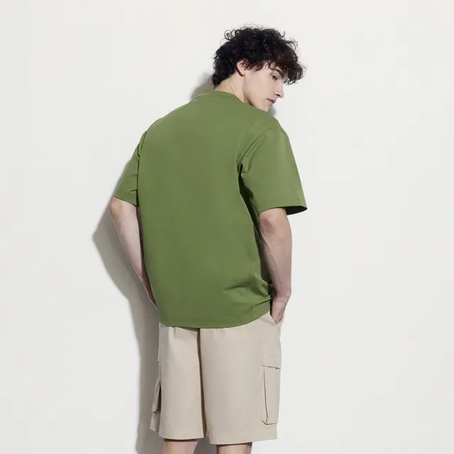 【GAP】男裝 圓領短袖T恤-草綠色(463213)