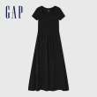 【GAP】女裝 Logo方領短袖洋裝-黑色(406427)