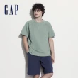 【GAP】男裝 Logo亨利領短袖T恤-綠色(504505)