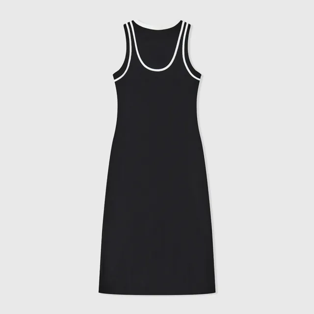 【GAP】女裝 Logo圓領無袖洋裝-黑色(496365)