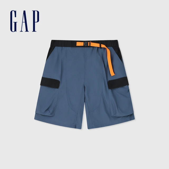 GAPGAP 男裝 鬆緊工裝短褲-藍色(464961)