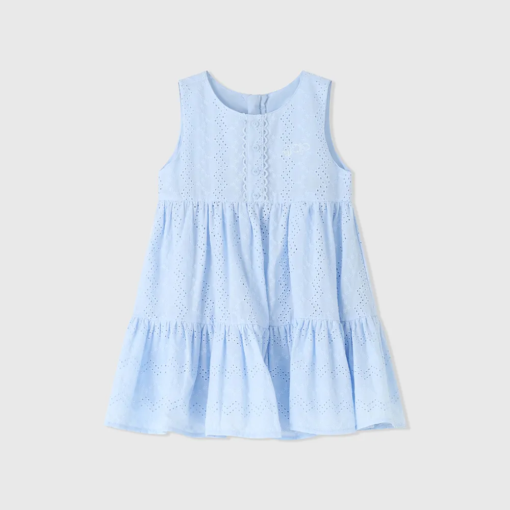 【GAP】女幼童裝 純棉圓領無袖洋裝-淺藍色(466786)