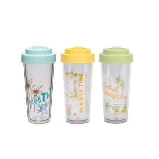 【Oolab 良杯製所】迪士尼夏日系列 Ecozen 透明雙層隨行杯 750ml(迪士尼透明杯 史迪奇水杯)