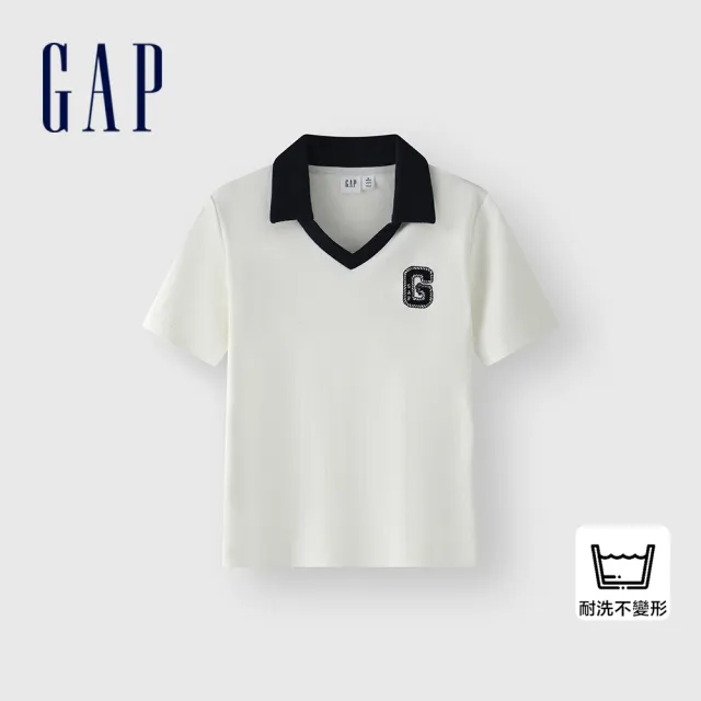 【GAP】女裝 Logo短袖POLO衫 女友T系列-白色(465266)