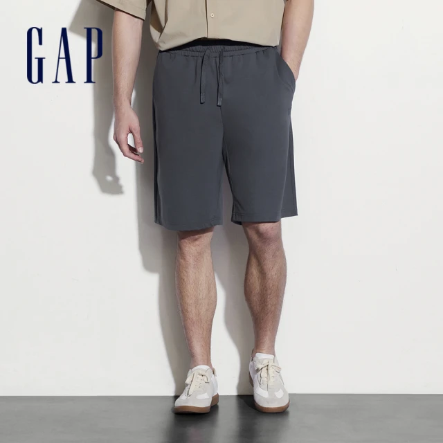 GAPGAP 男裝 Logo抽繩鬆緊短褲-深灰色(464991)