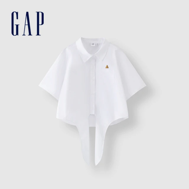 GAP 女裝 Logo純棉印花圓領短袖洋裝-黑色(51254
