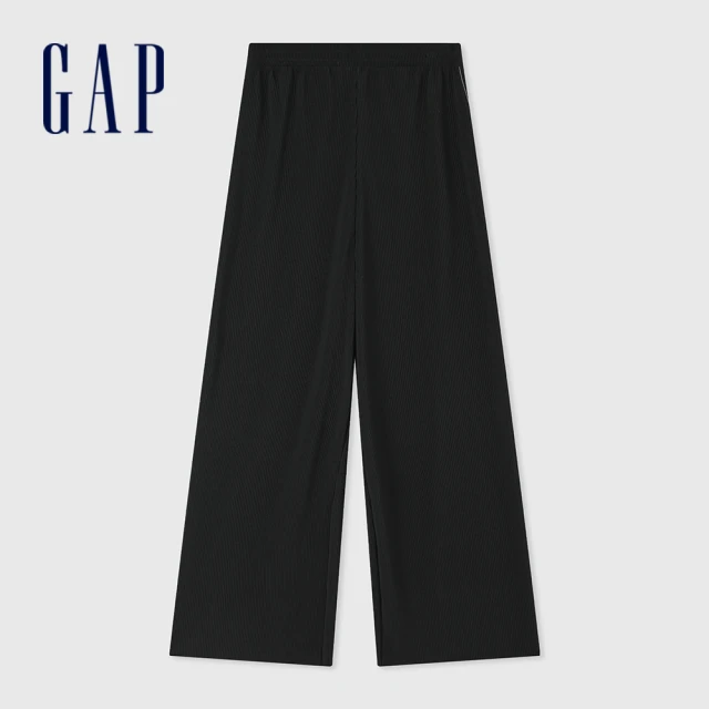 GAPGAP 女裝 鬆緊寬褲-黑色(465847)