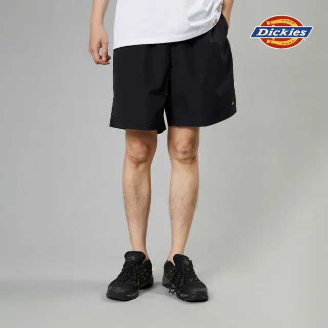 【Dickies】男款黑色彈性鬆緊褲腰舒適柔軟休閒短褲｜DK013081BLK