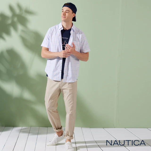 NAUTICA 男裝 美式休閒彈性長褲(淺卡其)