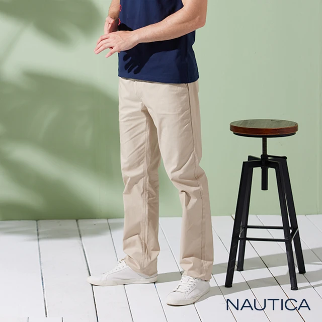 NAUTICA 男裝 簡約休閒彈性長褲(淺卡其)