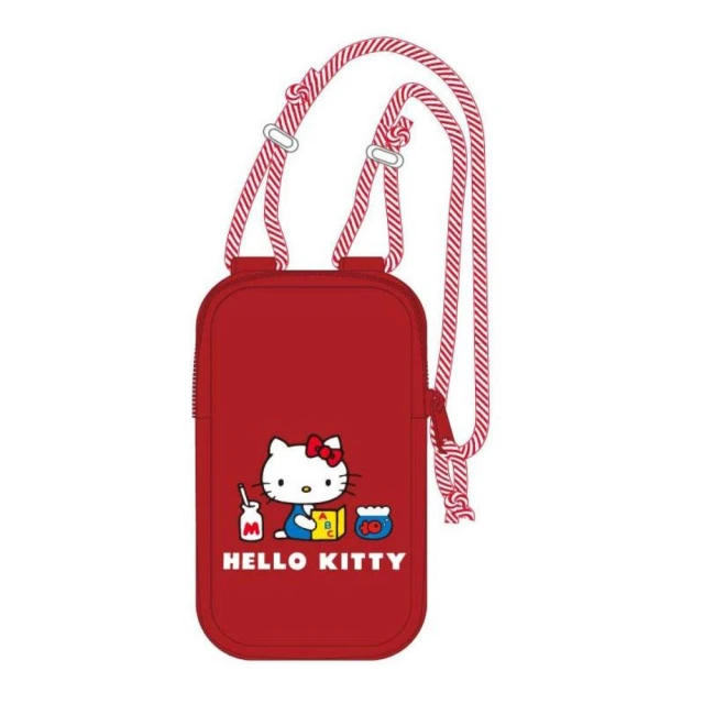 小禮堂 Hello Kitty 尼龍拉鍊手機包 - 復古系列(平輸品)