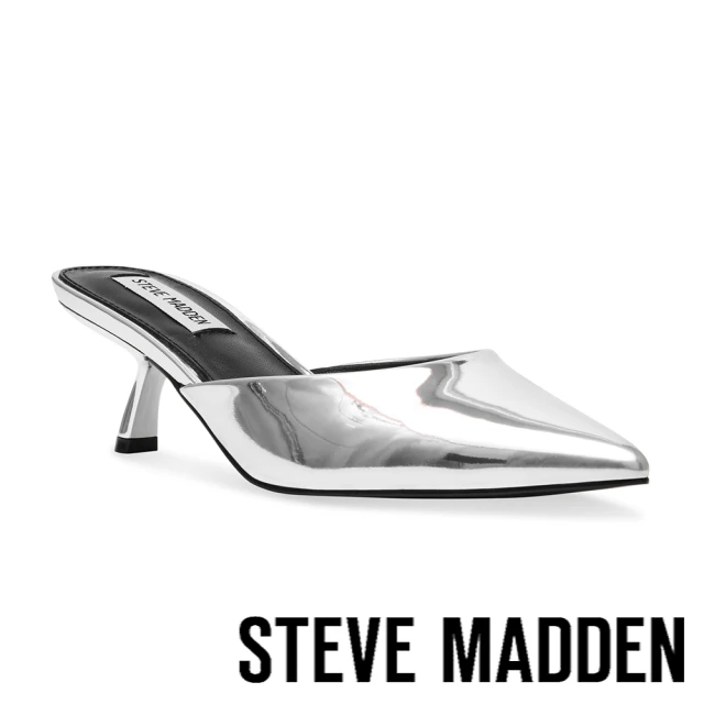 STEVE MADDEN MICKI 前包尖頭斜跟涼跟鞋(銀色)