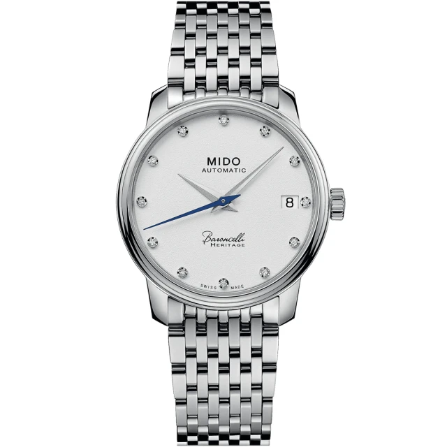 MIDO 美度 官方授權 Baroncelli 永恆系列 鑽石機械女錶-銀/33mm 99狂買節(M0272071101600)