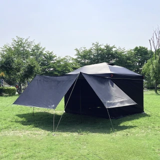 【LIFECODE】《豪華配》黑膠客廳帳篷+雙層圍布x3+三翼雙層圍布x1 2色可選