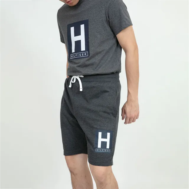【Tommy Hilfiger】Tommy Hilfiger 方框設計 棉短褲 薄刷毛 大尺碼  湯米 短褲  鬆緊(短褲9031EW4)