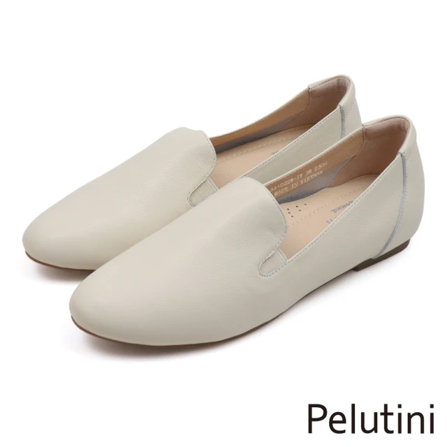 Pelutini 舒適軟墊方釦淑女平底鞋 白色(331018