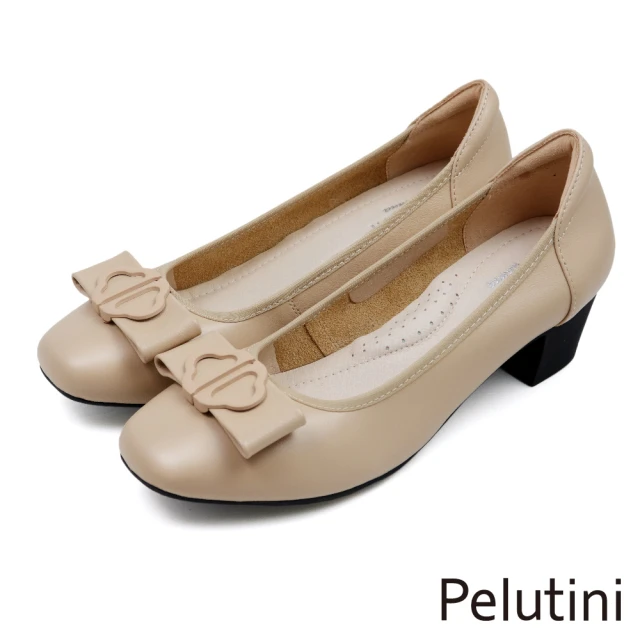 PelutiniPelutini 花型蝴蝶結釦飾淑女跟鞋 杏色(333025W-BE)