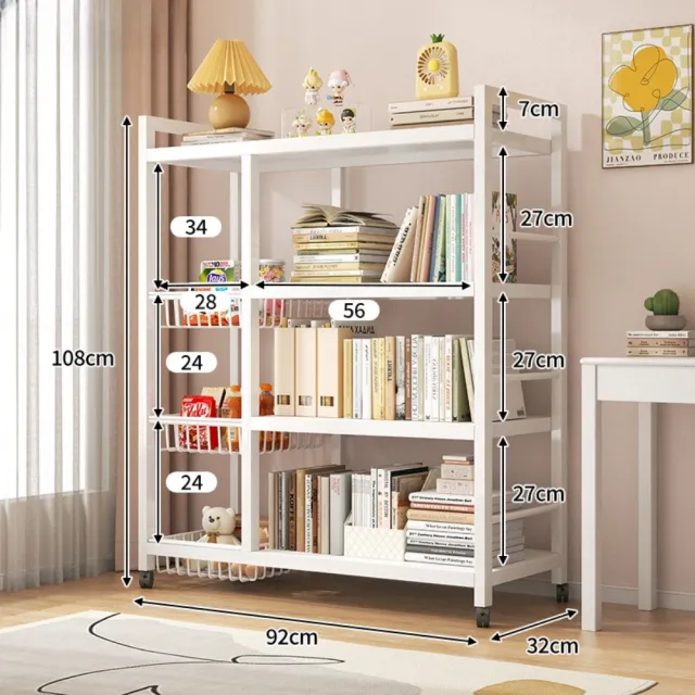 【靚白家居】可移動式置物架 90CM 三層款 S332(置物櫃 廚架 櫥櫃 電器架 微波爐架 收納層架 展示架)