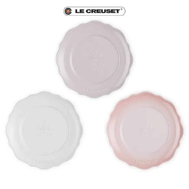 【Le Creuset】永恆花蕾系列瓷器圓盤 17cm(棉花白/柔粉紫/貝殼粉 3色可選)