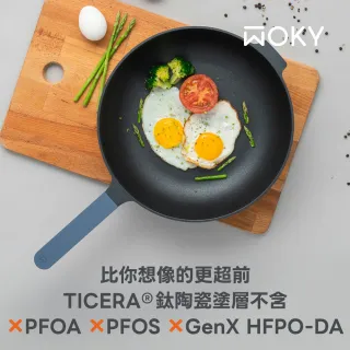 【WOKY 沃廚】哈哈鍋2.0雙鍋組-26cm淺煎+28cm深煎(Ticera系列/不沾鍋/平底鍋)