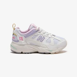 【NEW BALANCE】NB 878 童鞋 休閒鞋 運動鞋 寬楦 穿搭 中大童 米白 紫色(PV878LM1-W)