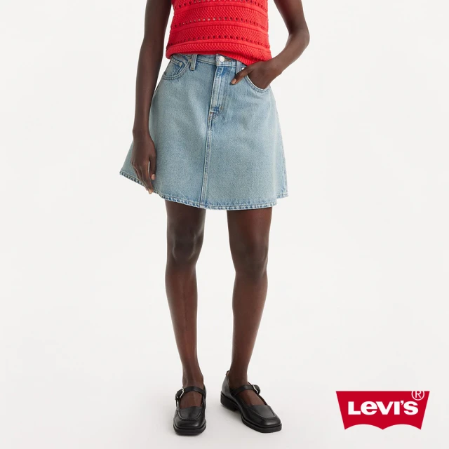 LEVIS 官方旗艦 女款 膝上丹寧牛仔短裙 人氣新品 A8725-0001