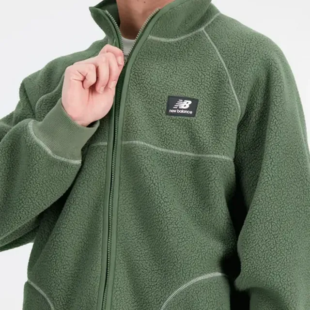 【NEW BALANCE】NB 外套 長袖 上衣 刷毛 保暖 寬鬆 運動 休閒 男 綠色 美規(MJ33503DON-F)