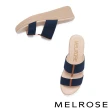 【MELROSE】美樂斯 夏日輕旅 清新寬版彈力繫帶楔型厚底拖鞋(深藍)