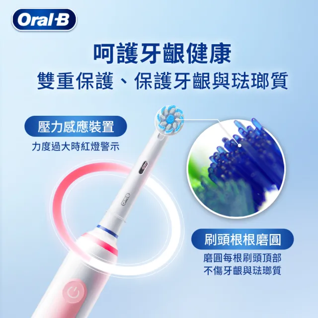 【德國百靈Oral-B-】PRO3 3D電動牙刷(馬卡龍粉/經典藍)