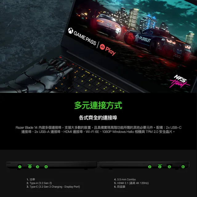 【Razer 雷蛇】14吋R9 144Hz電競筆電(Blade/R9-6900HX/RTX3060/16G/1TB SSD/Win 11)