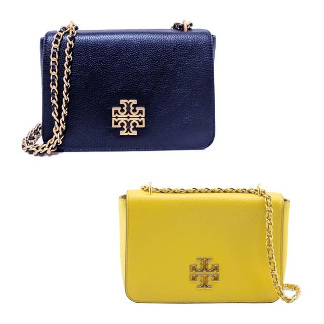 TORY BURCH 素面翻蓋皮革斜背包