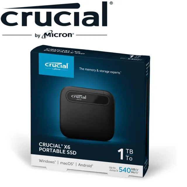 【Crucial 美光】2入組 ★ X6 1TB Type-C USB 3.2 Gen 2 外接式ssd固態硬碟(CT1000X6SSD9)