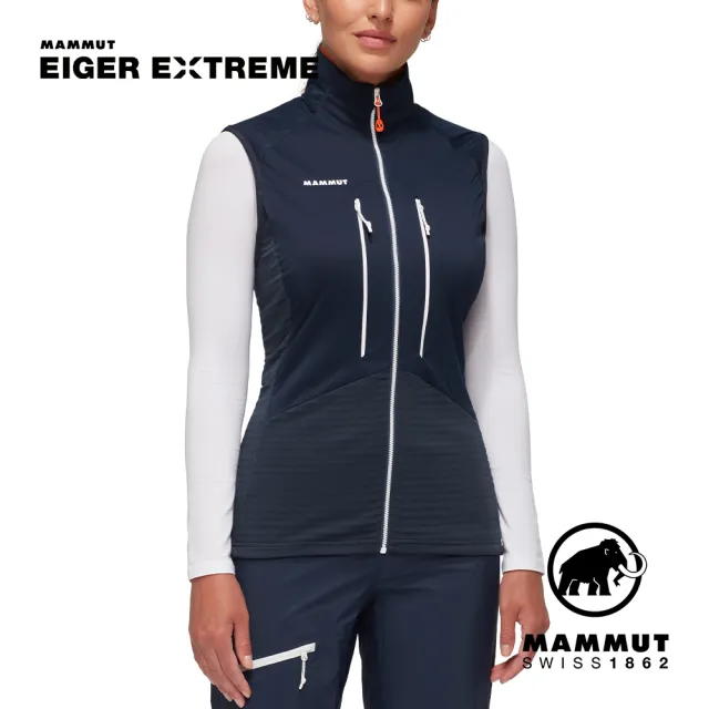 【Mammut 長毛象官方直營】Eiger Nordwand Hybrid Vest 極限艾格防風防潑水中層背心 夜藍 女款 #1014-05650