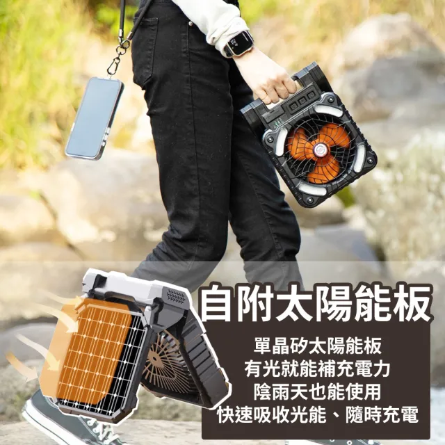 太陽能露營風扇(露營風扇 太陽能風扇 充電電風扇 露營電風扇 USB風扇 風扇燈 充電風扇 行動風扇)