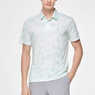 【PLAYBOY GOLF】男款幾何吸濕排汗UV高爾夫短袖POLO衫-綠(高爾夫球衫/AA24126-43)