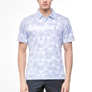 【PLAYBOY GOLF】男款幾何吸濕排汗UV高爾夫短袖POLO衫-灰(高爾夫球衫/AA24126-85)
