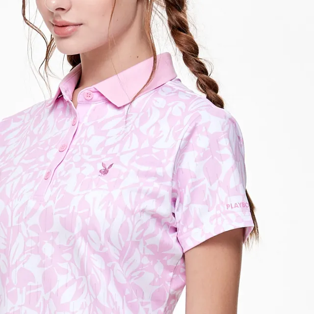 【PLAYBOY GOLF】女款熱昇華高爾夫短袖POLO衫-粉紅(吸濕排汗/高爾夫球衫/KA24102-15)