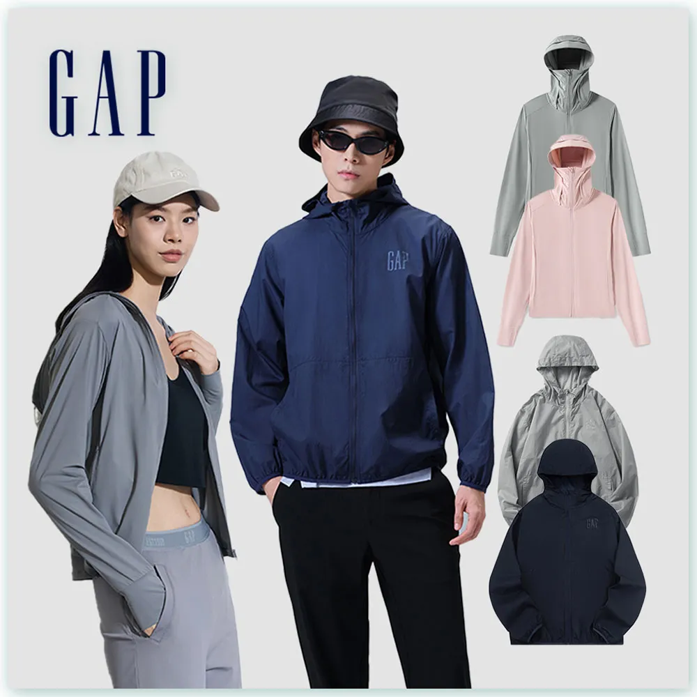 【GAP】男女裝 Logo防曬印花連帽外套-多色可選(884874&890010)