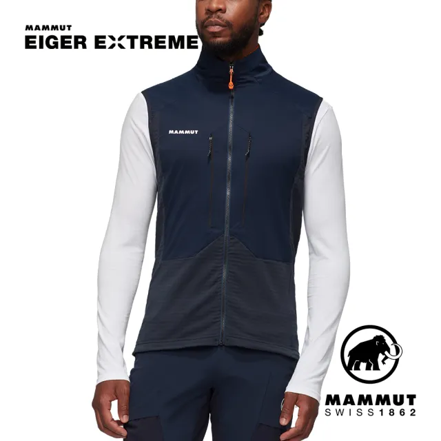 【Mammut 長毛象】Eiger Nordwand ML Hybrid Vest Men 極限艾格防風防潑水中層背心 夜藍 男款 #1014-05640