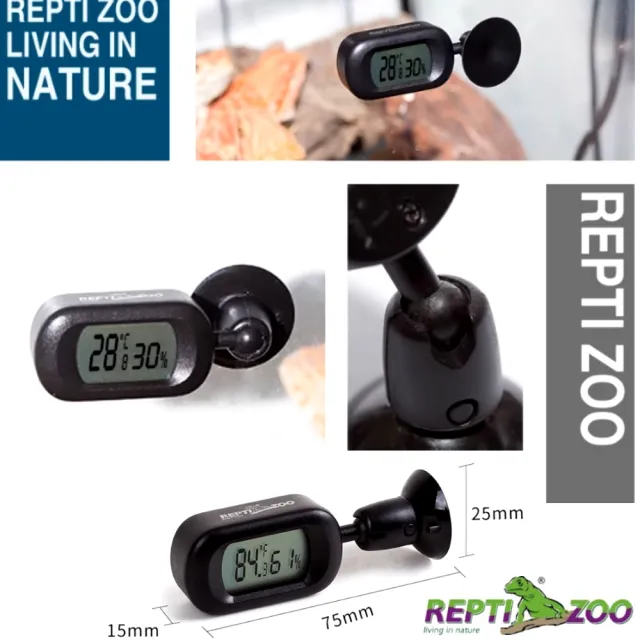 【REPTIZOO 瑞普】爬蟲缸電子溫濕度計 橫式LED顯示/爬蟲/蜥蜴/陸龜/飼養箱(360°旋轉可調式 ASH128)