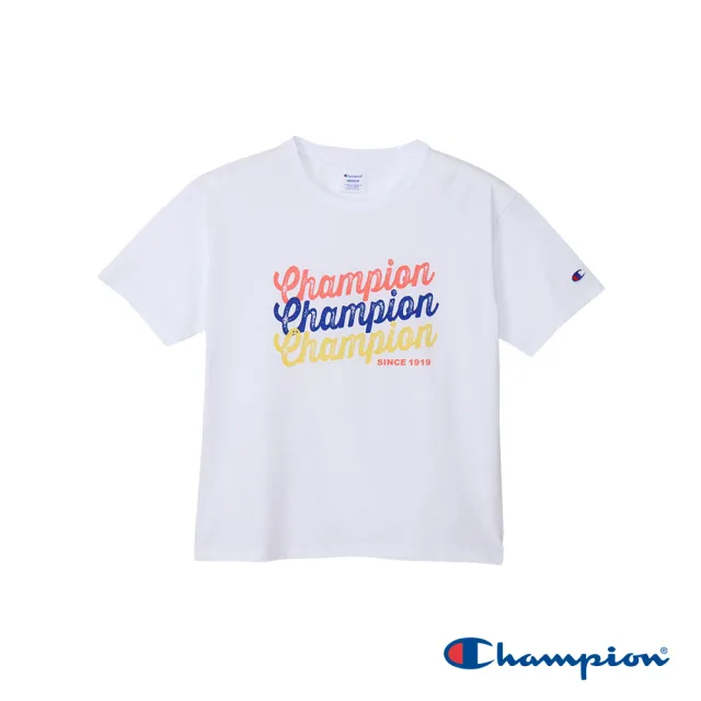 【Champion】官方直營-純棉LOGO印花寬版短袖TEE-女(白色)