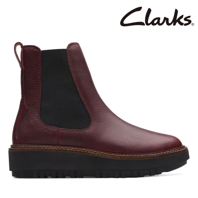 Clarks 女靴 OriannaW Up 現代剪裁厚實鞋底切爾西靴 厚底靴 短靴(CLF74822B)