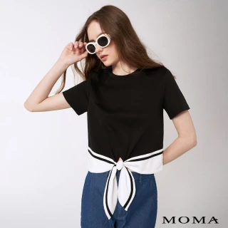 【MOMA】撞色綁結T恤(黑色)