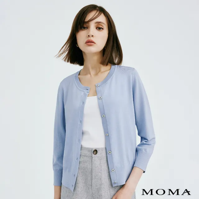 【MOMA】微光小圓領嫘縈針織外套(兩色)