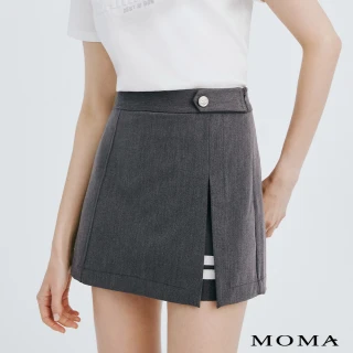 【MOMA】學院風織帶短褲裙(深灰色)
